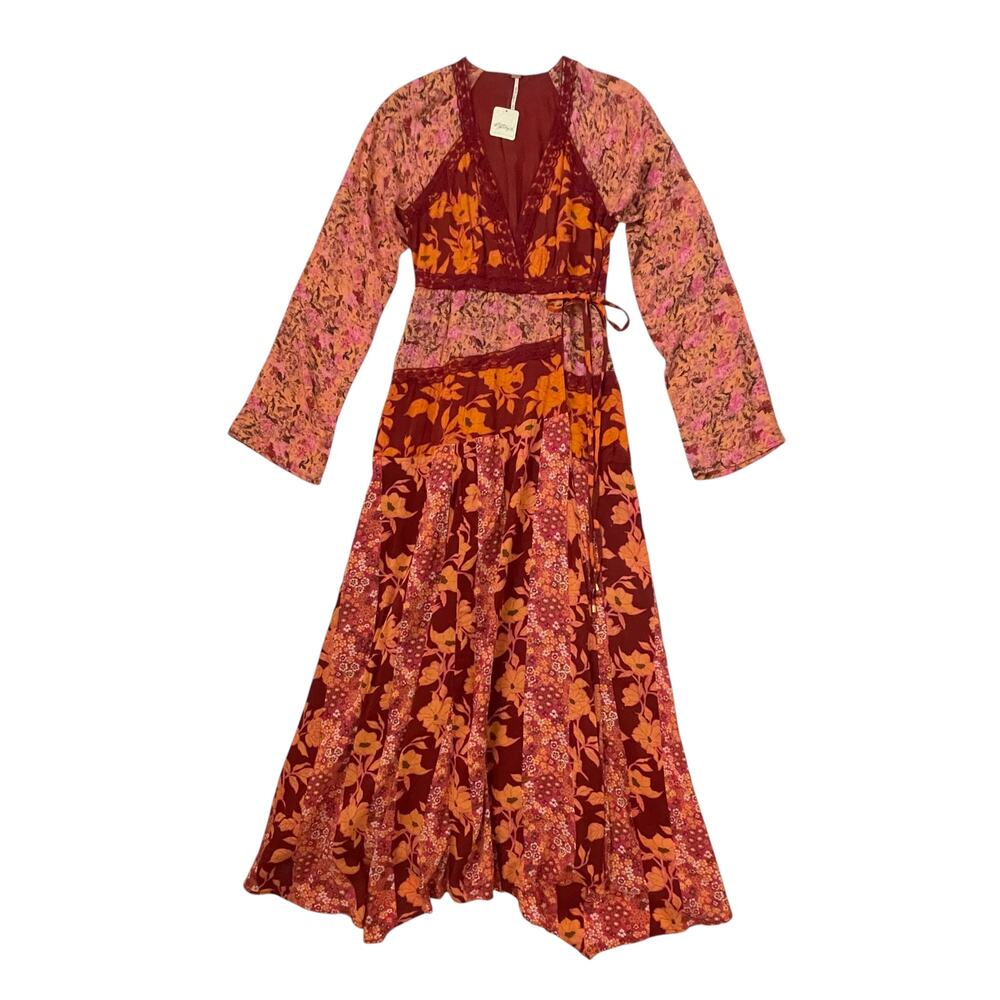 NWT Free People Tilda Wrap Dress - Peach - Pink Orange Red - Boho - Size XS
